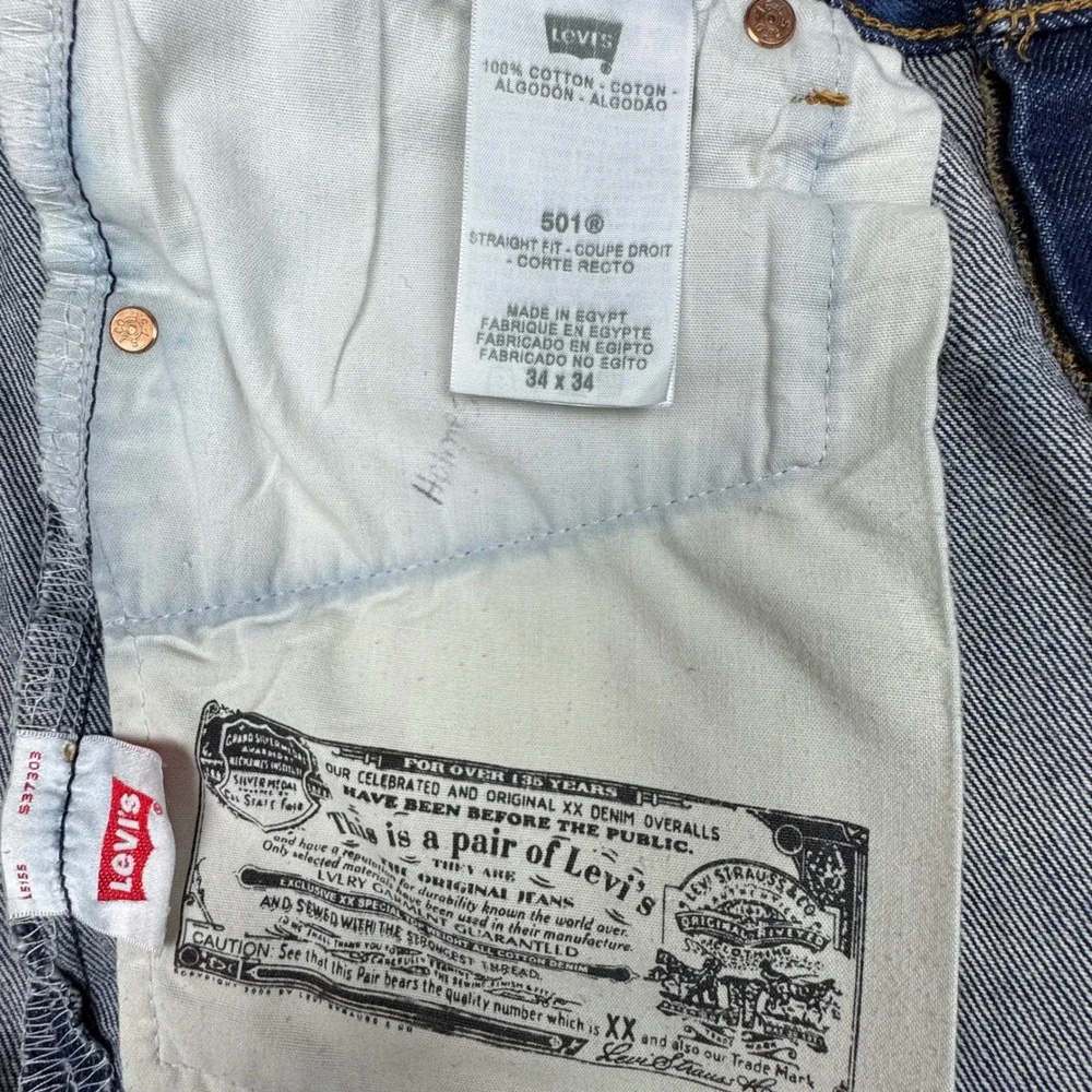 Levi's 501‎ Jeans Mens 34x34 (fits 32x31.5) Straight Fit Button Fly Smart Casual